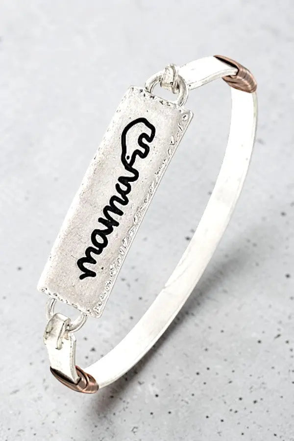 MAMA BEAR ETCHED BAR LINK BANGLE BRACELET - SweetShine c.o.c. 
