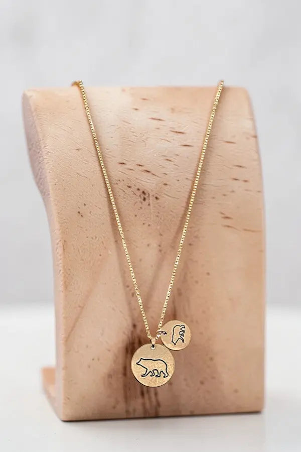 MAMA BEAR BABY BEAR DOUBLE DISK PENDANT NECKLACE - SweetShine c.o.c. 