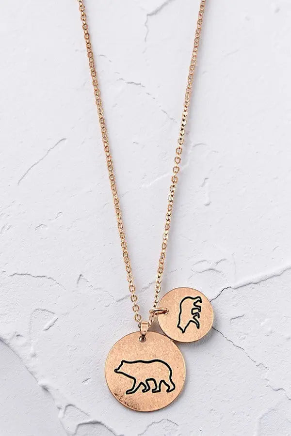 MAMA BEAR BABY BEAR DOUBLE DISK PENDANT NECKLACE - SweetShine c.o.c. 