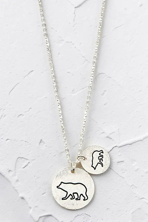 MAMA BEAR BABY BEAR DOUBLE DISK PENDANT NECKLACE - SweetShine c.o.c. 