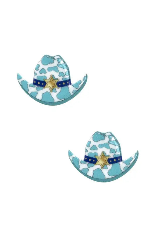 COW PRINT HAT POST EARRING - SweetShine c.o.c. 