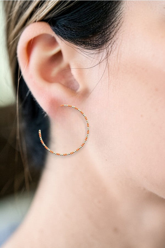 BEADED SEMI HOOP EARRING