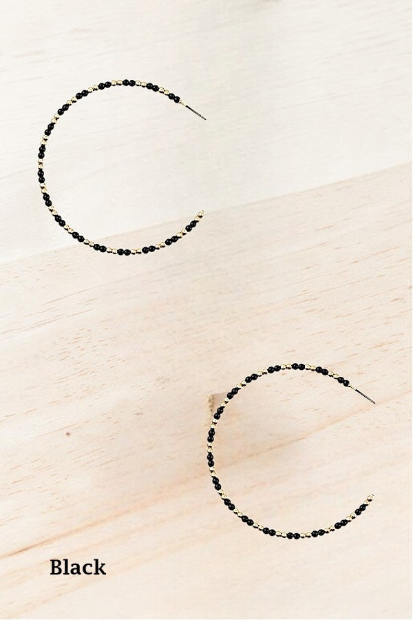 BEADED SEMI HOOP EARRING