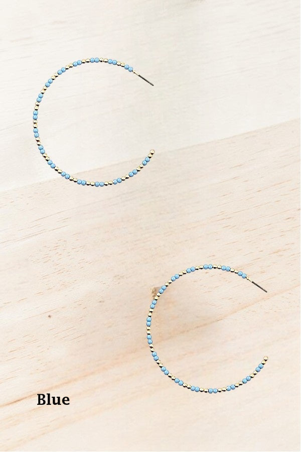 BEADED SEMI HOOP EARRING