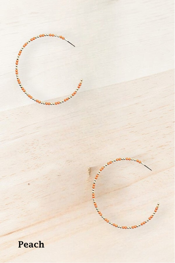 BEADED SEMI HOOP EARRING