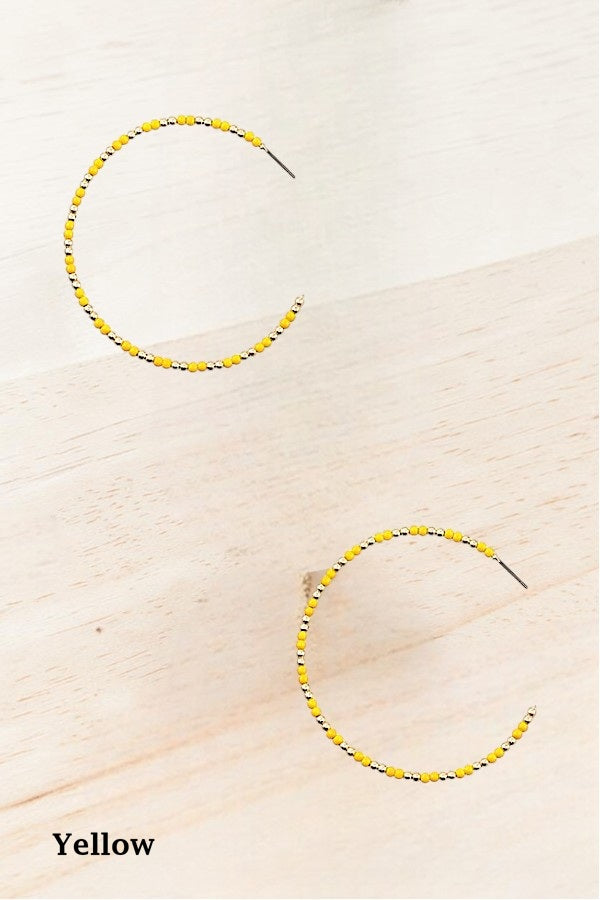 BEADED SEMI HOOP EARRING