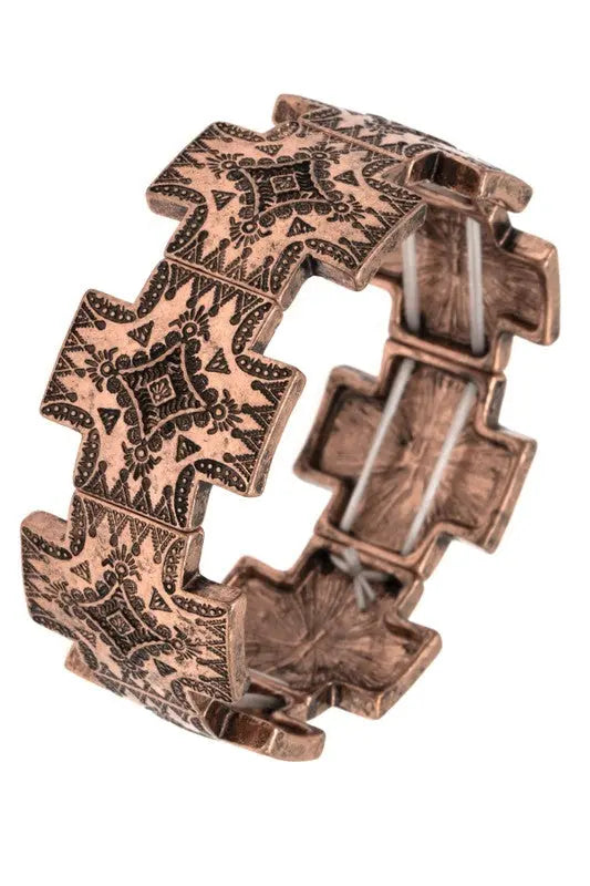 TRIBAL ETCHED LINK STRETCH BRACELET - SweetShine c.o.c. 