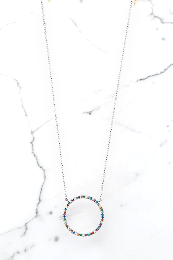 GEMSTONE PAVE RING PENDANT NECKLACE