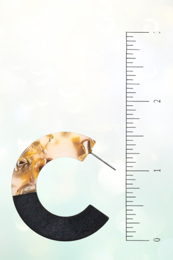 HALF WOOD ACETATE SEMI HOOP EARRING