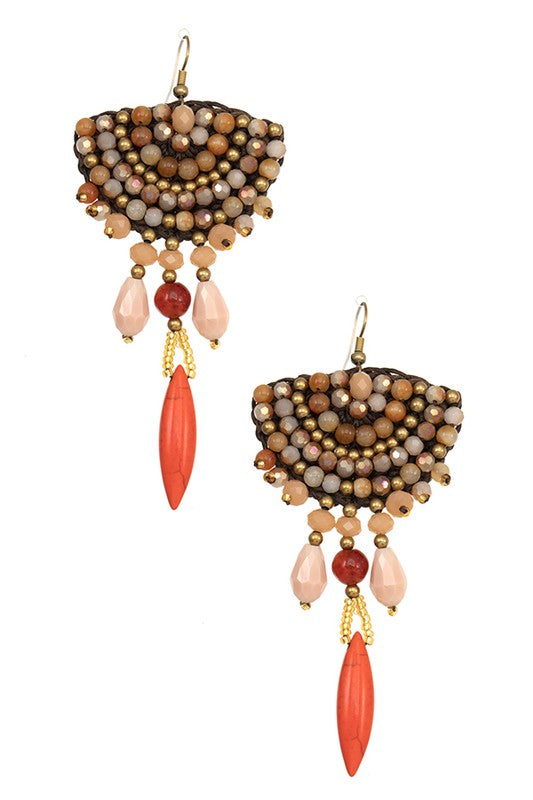 MIX BEED GEMSTONE DANGLE EARRING