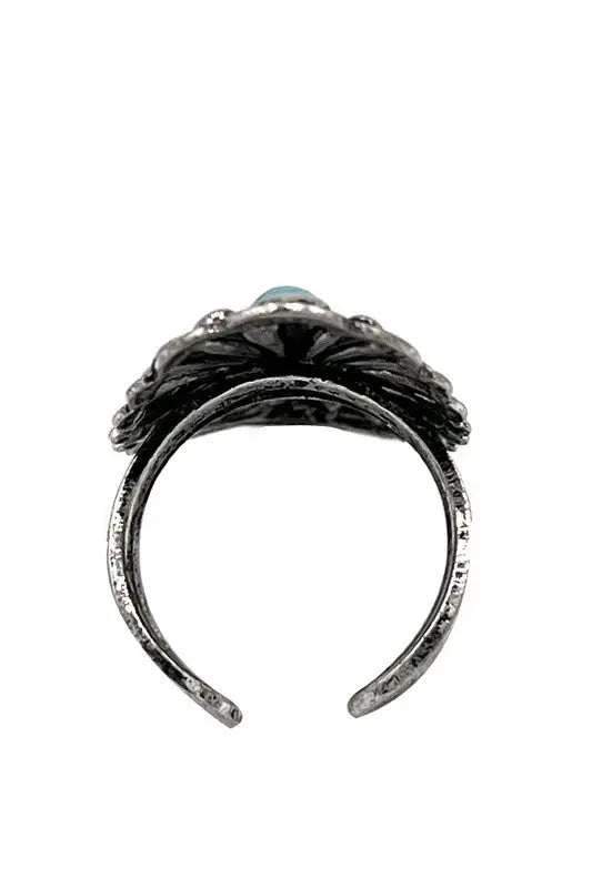 CONCHO DETAIL GEM ACCENT CUFF RING - SweetShine c.o.c. 