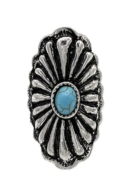 CONCHO DETAIL GEM ACCENT CUFF RING - SweetShine c.o.c. 