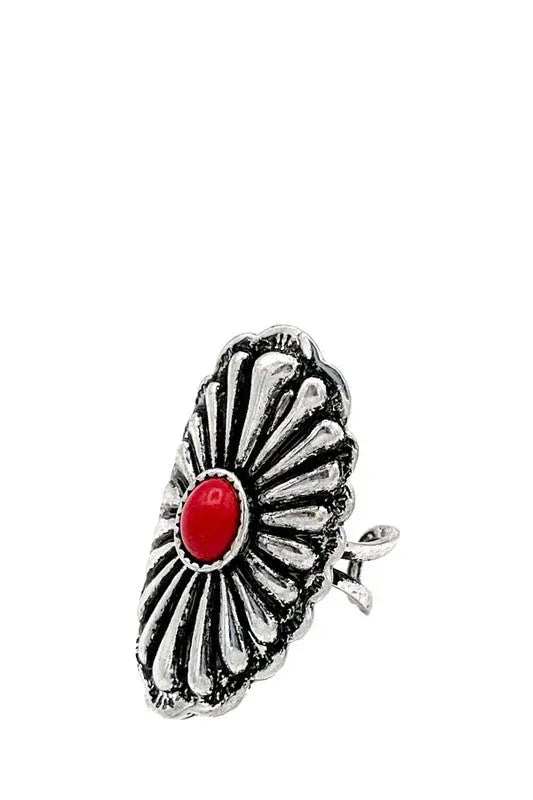 CONCHO DETAIL GEM ACCENT CUFF RING - SweetShine c.o.c. 
