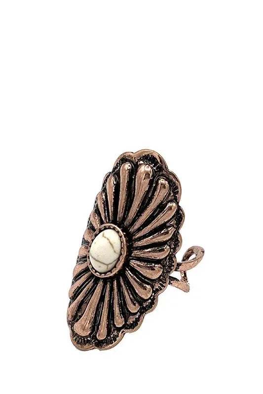 CONCHO DETAIL GEM ACCENT CUFF RING - SweetShine c.o.c. 