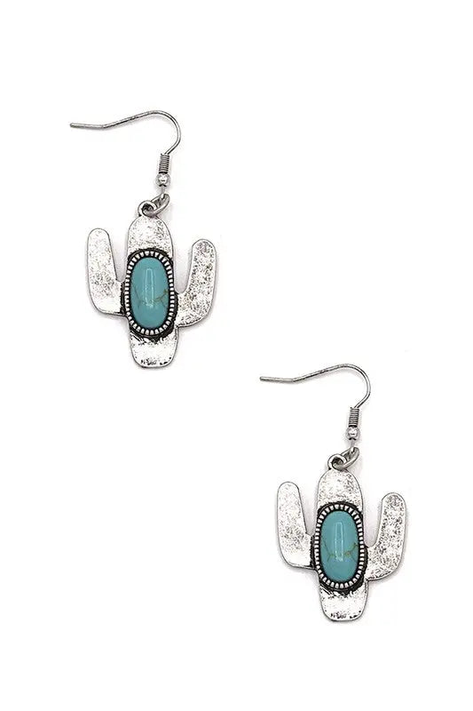 ETCHED CACTUS DANGLE EARRING - SweetShine c.o.c. 