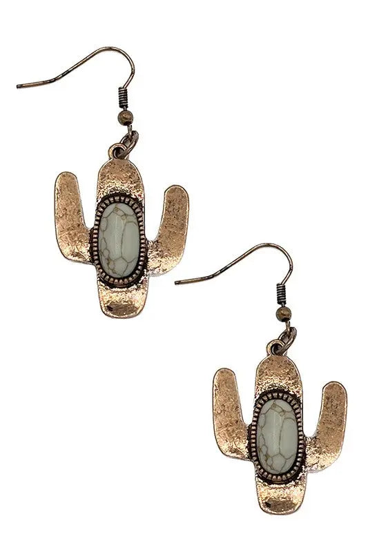ETCHED CACTUS DANGLE EARRING - SweetShine c.o.c. 
