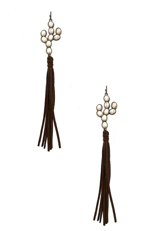 Cactus Gem Oblong Tassel Earring - SweetShine c.o.c. 