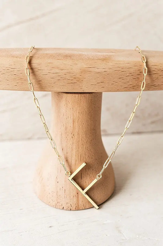 LARGE INITIAL F PENDANT NECKLACE - SweetShine c.o.c. 