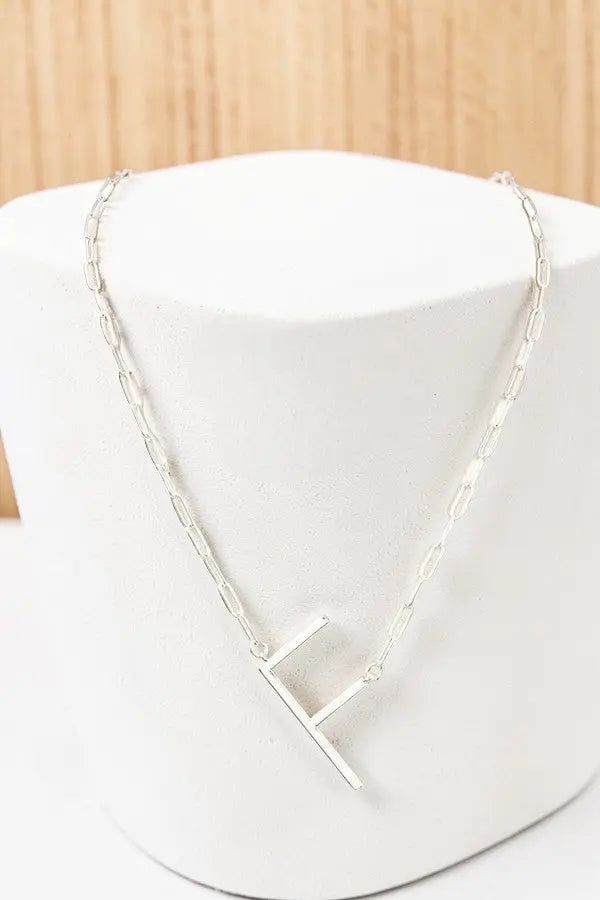 LARGE INITIAL F PENDANT NECKLACE - SweetShine c.o.c. 
