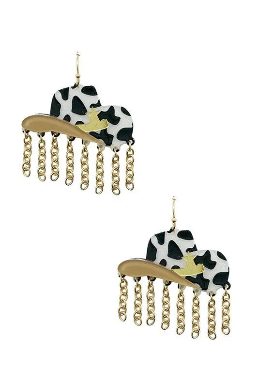 Cowboy Hat Print Dangle Earring - SweetShine c.o.c. 