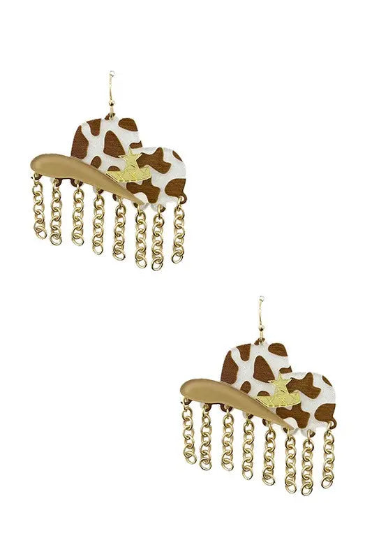 Cowboy Hat Print Dangle Earring - SweetShine c.o.c. 