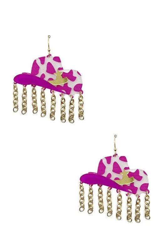Cowboy Hat Print Dangle Earring - SweetShine c.o.c. 