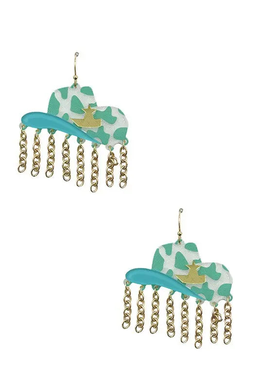 Cowboy Hat Print Dangle Earring - SweetShine c.o.c. 
