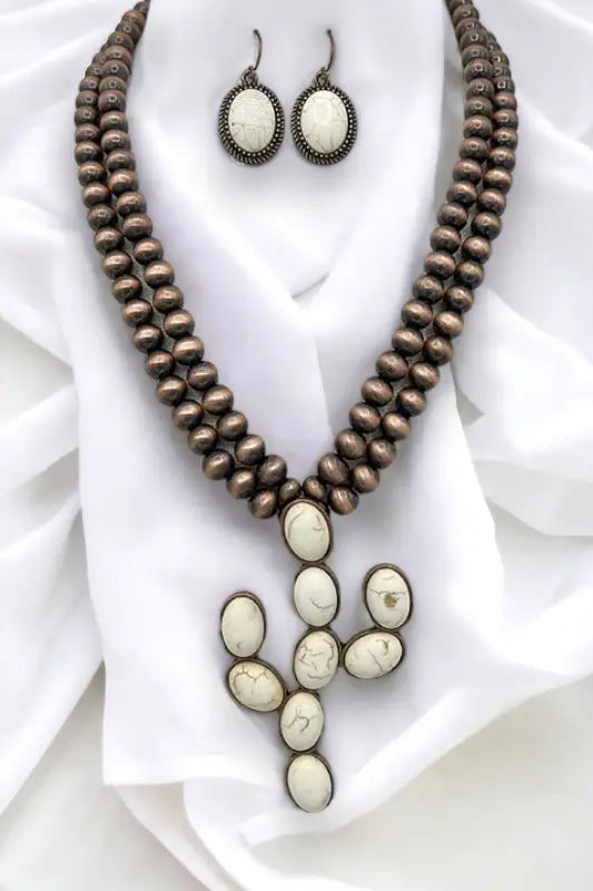 Double Row Bead Cactus Necklace Set - SweetShine c.o.c. 