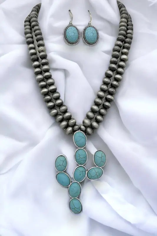 Double Row Bead Cactus Necklace Set - SweetShine c.o.c. 
