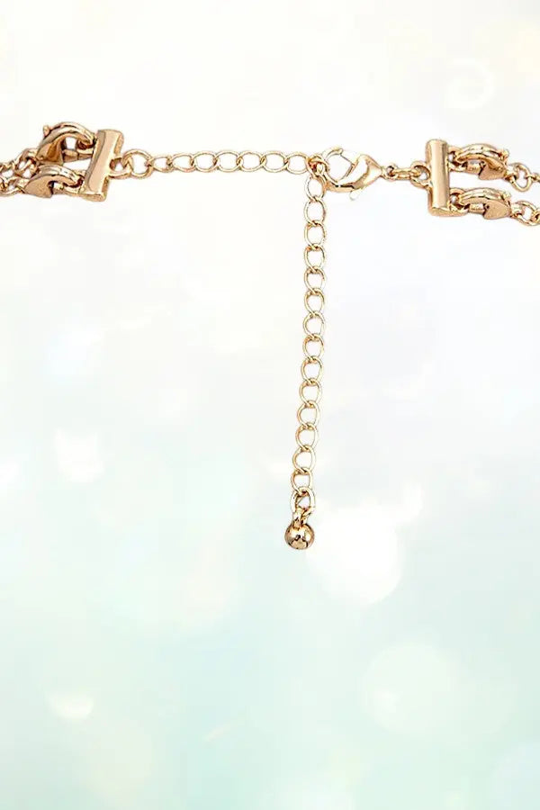 GEM PAVE MAMA PENDANT LAYERED CHAIN NECKLACE AND GEM POST EARRING SET - SweetShine c.o.c. 