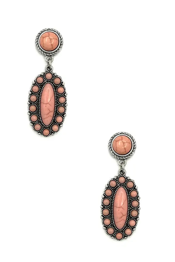 Oval Floral Gem Dangle Earring - SweetShine c.o.c. 