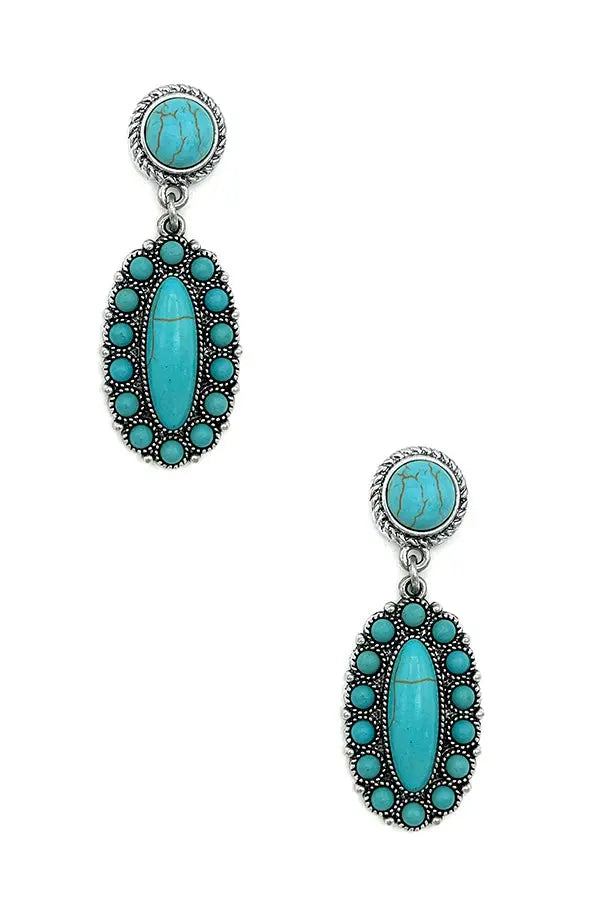 Oval Floral Gem Dangle Earring - SweetShine c.o.c. 