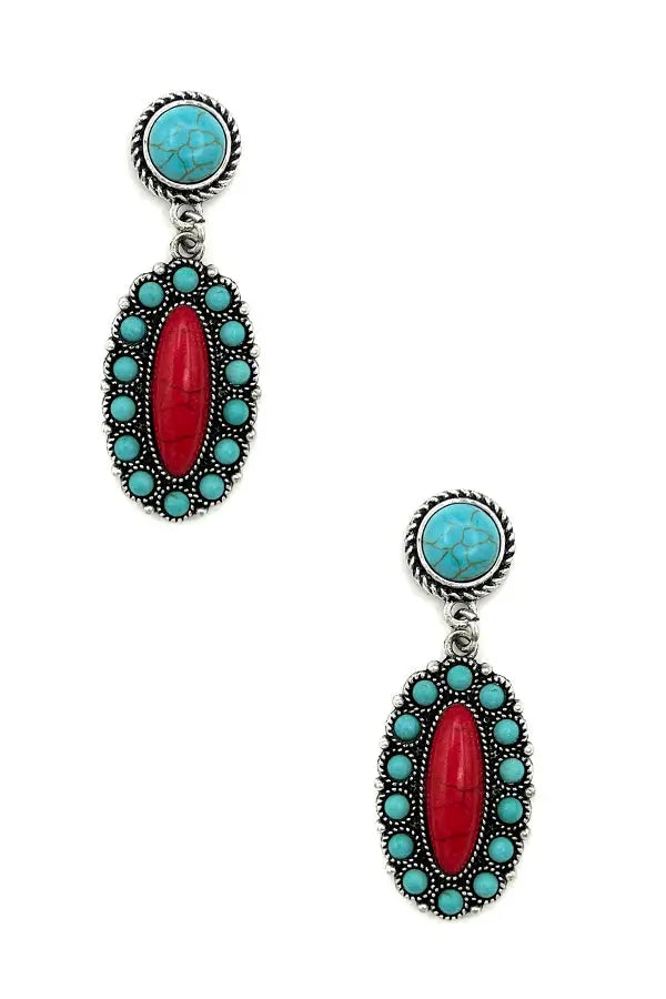 Oval Floral Gem Dangle Earring - SweetShine c.o.c. 