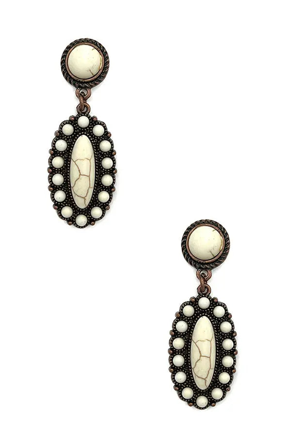 Oval Floral Gem Dangle Earring - SweetShine c.o.c. 
