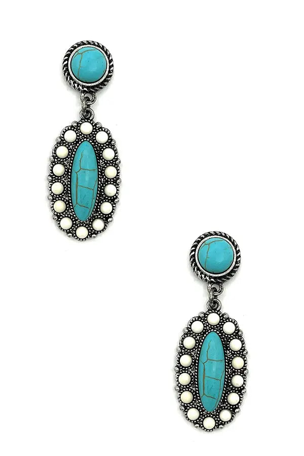 Oval Floral Gem Dangle Earring - SweetShine c.o.c. 