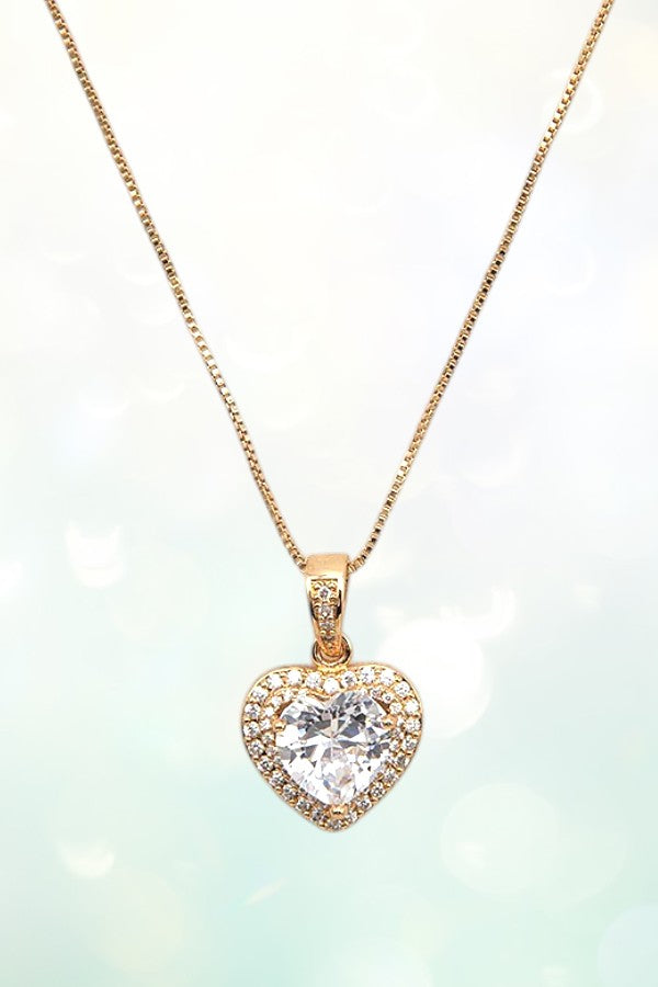 HEART CRYSTAL GEMSTONE PENDANT NECKLACE