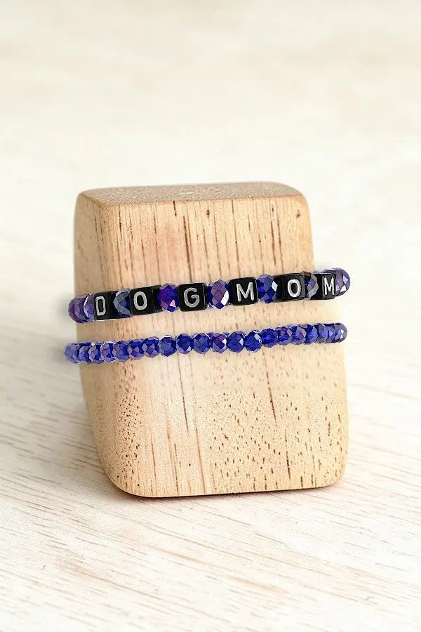CUBIC BEAD DOG MOM FACETED GLASS BEAD BRACELETS - SweetShine c.o.c. 