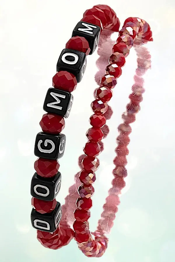 CUBIC BEAD DOG MOM FACETED GLASS BEAD BRACELETS - SweetShine c.o.c. 