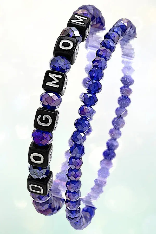 CUBIC BEAD DOG MOM FACETED GLASS BEAD BRACELETS - SweetShine c.o.c. 