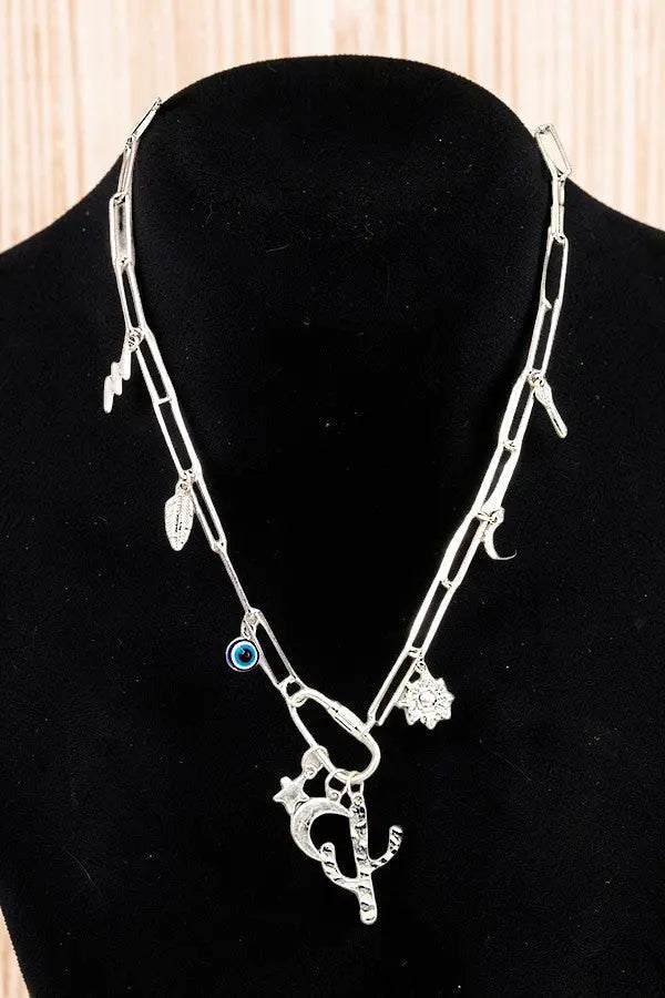 WESTERN THEME MIX PENDANTS AND CHARMS DANGLE CHAIN NECKLACE - SweetShine c.o.c. 