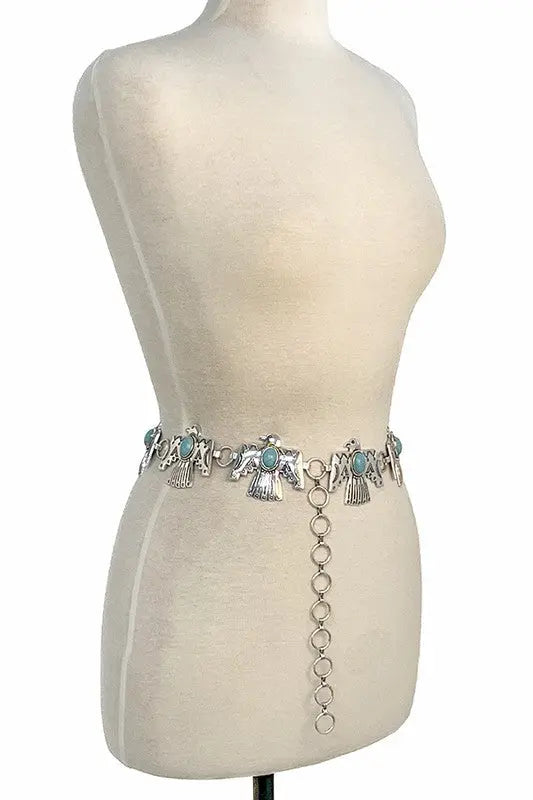 Etched Thunderbird Link Chain Belt - SweetShine c.o.c. 