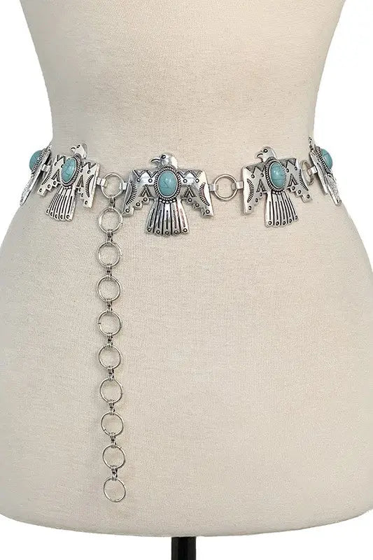 Etched Thunderbird Link Chain Belt - SweetShine c.o.c. 