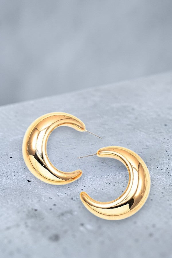 HOLLOW SEMI HOOP EARRING