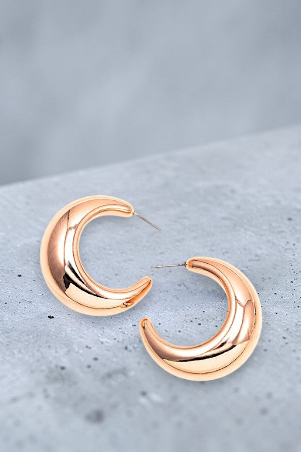 HOLLOW SEMI HOOP EARRING