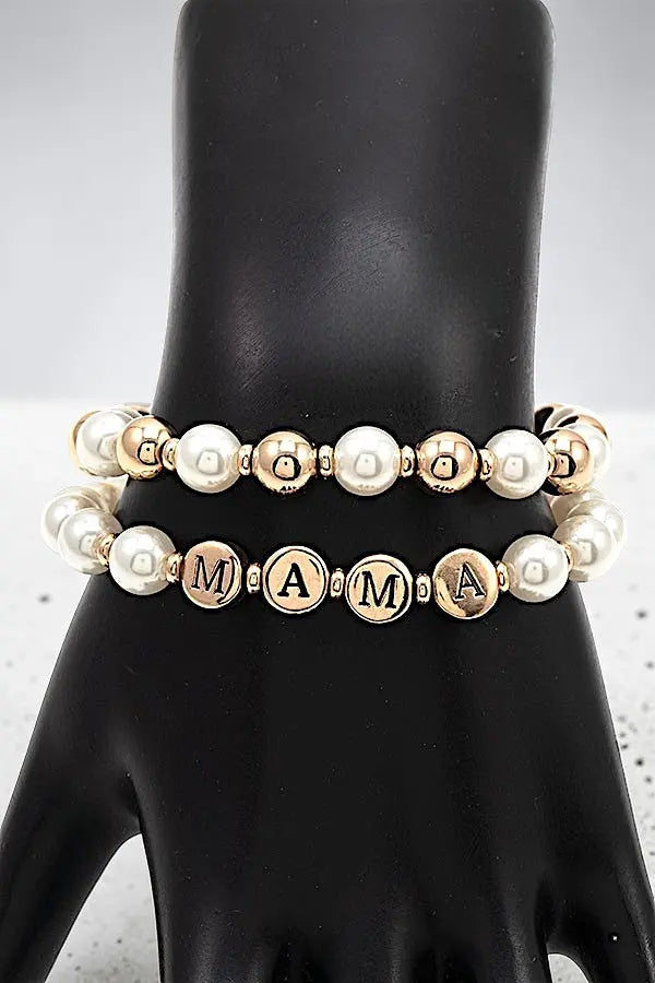 MAMA BEAD AND PEARL STRETCH BRACELET SET - SweetShine c.o.c. 