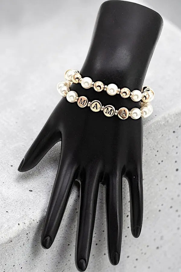 MAMA BEAD AND PEARL STRETCH BRACELET SET - SweetShine c.o.c. 