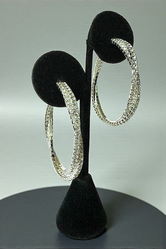 RHINESTONE PAVE TWIST HOOP EARRING