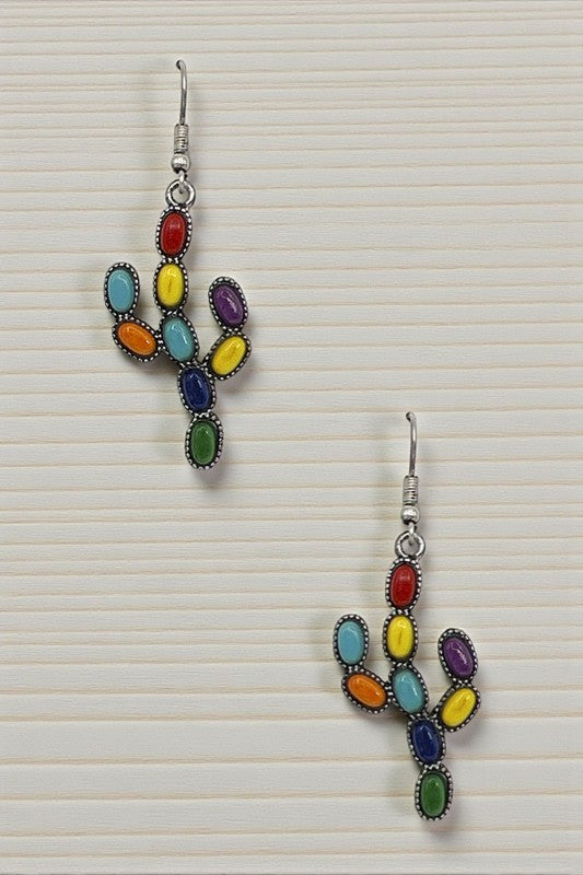 Gem Cactus Dangle Earring