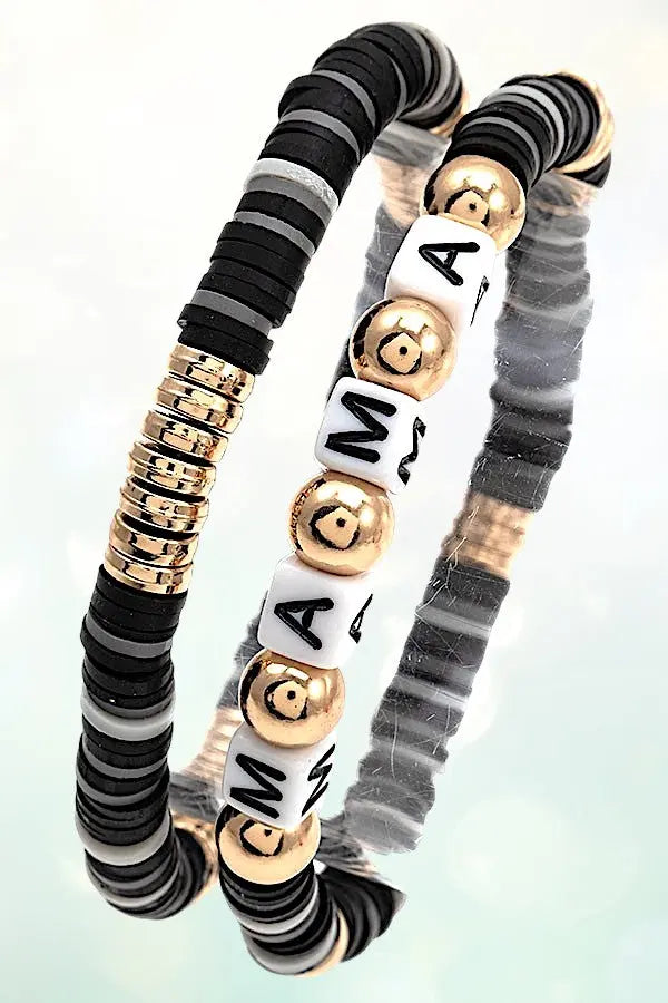 MAMA CUBE BEAD STATIONED DISK BEADED BRACELET SET - SweetShine c.o.c. 