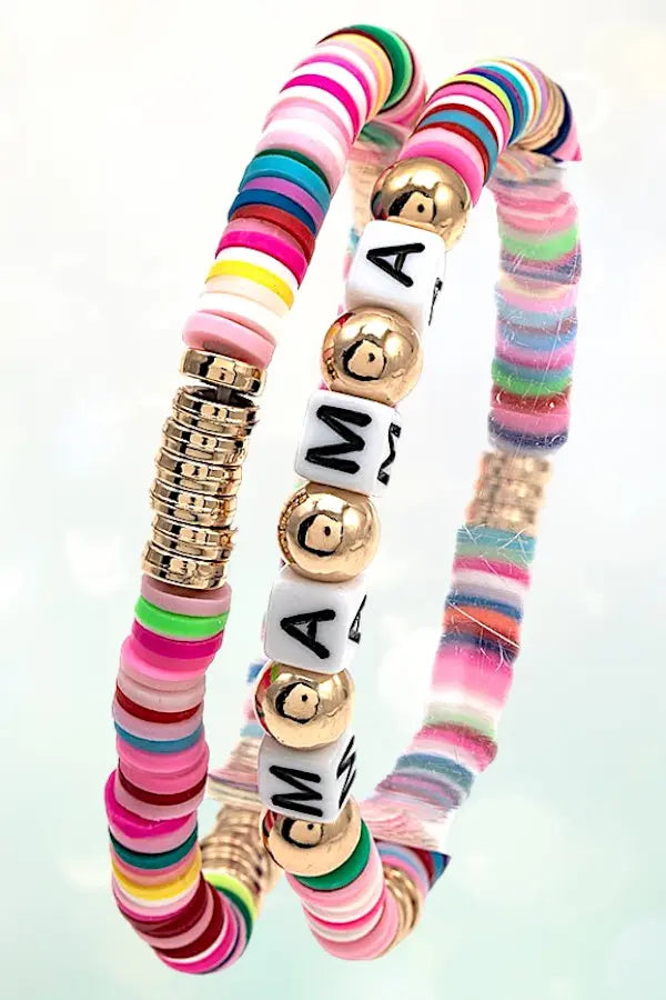 MAMA CUBE BEAD STATIONED DISK BEADED BRACELET SET - SweetShine c.o.c. 